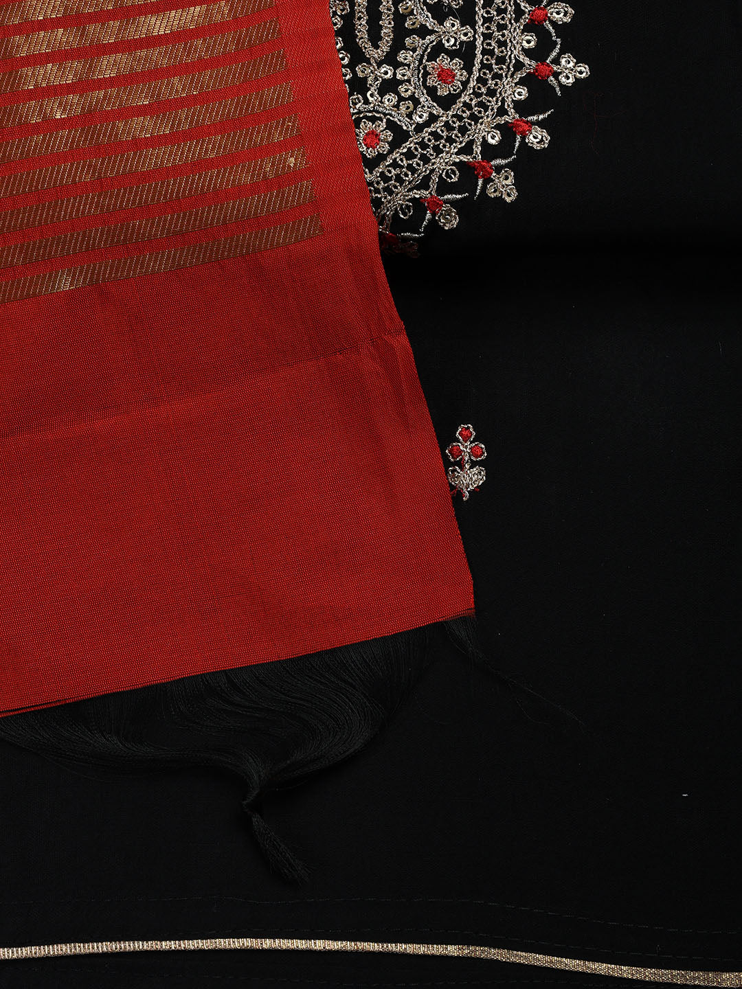 Embroidered Chanderi Unstitched Suit With Dupatta