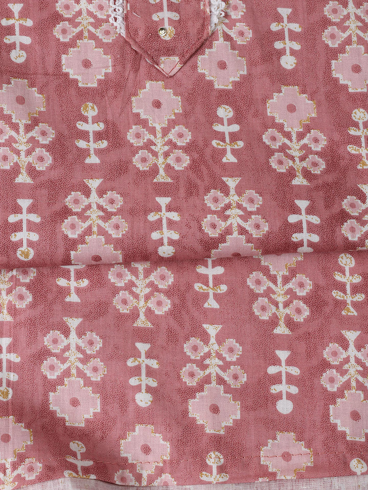 Neck Patti Cotton Blend Unstitched Suit With Dupatta