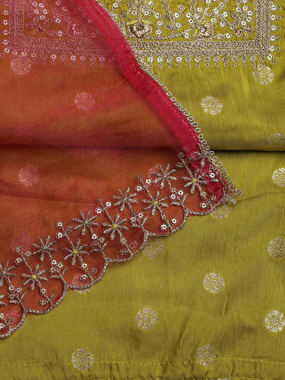 Embroidered Chanderi Unstitched Suit With Dupatta