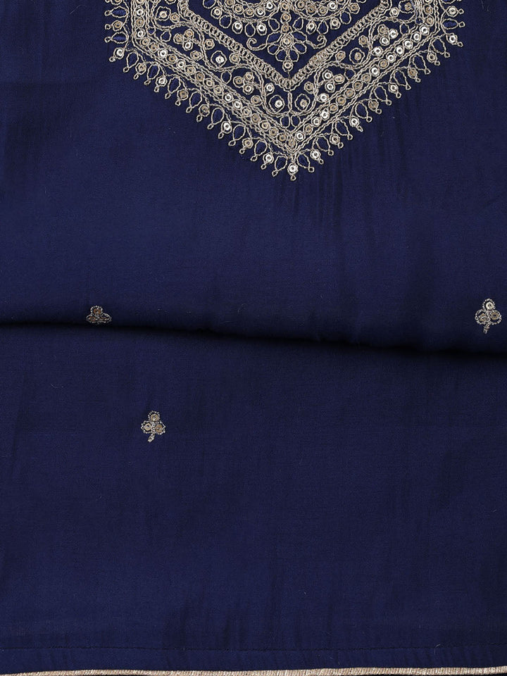 Neck Embroidered Chanderi Unstitched Suit With Dupatta