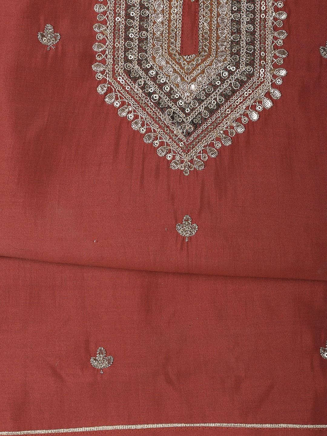 Embroidery Chanderi Unstitched Suit With Dupatta