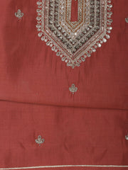 Embroidery Chanderi Unstitched Suit With Dupatta