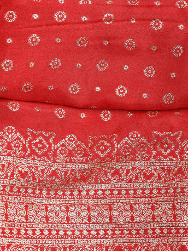 Embroidered Art Silk Unstitched Suit Piece With Dupatta