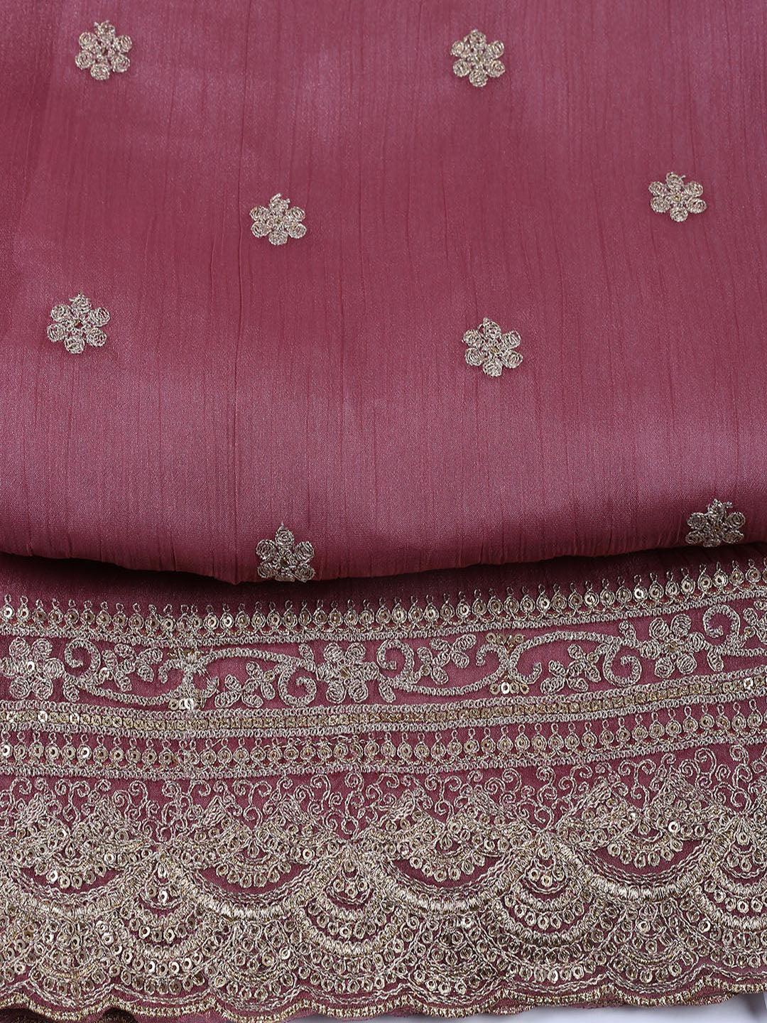 Neck Embroidered Tissue Unstitched Suit With Dupatta