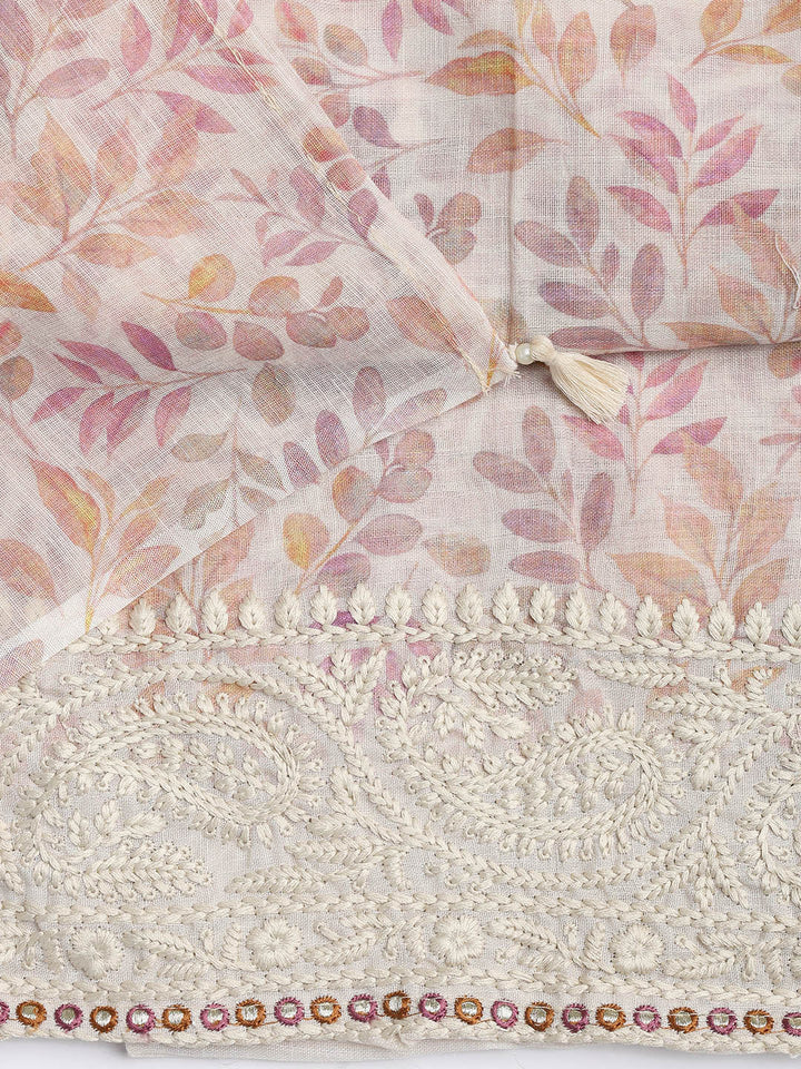 Printed Cotton Blend Unstitched Suit Piece With Dupatta
