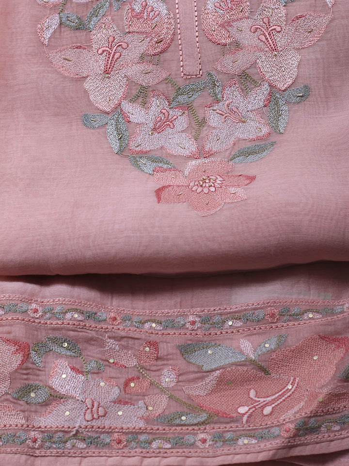 Embroidery Chanderi Unstitched Suit With Dupatta