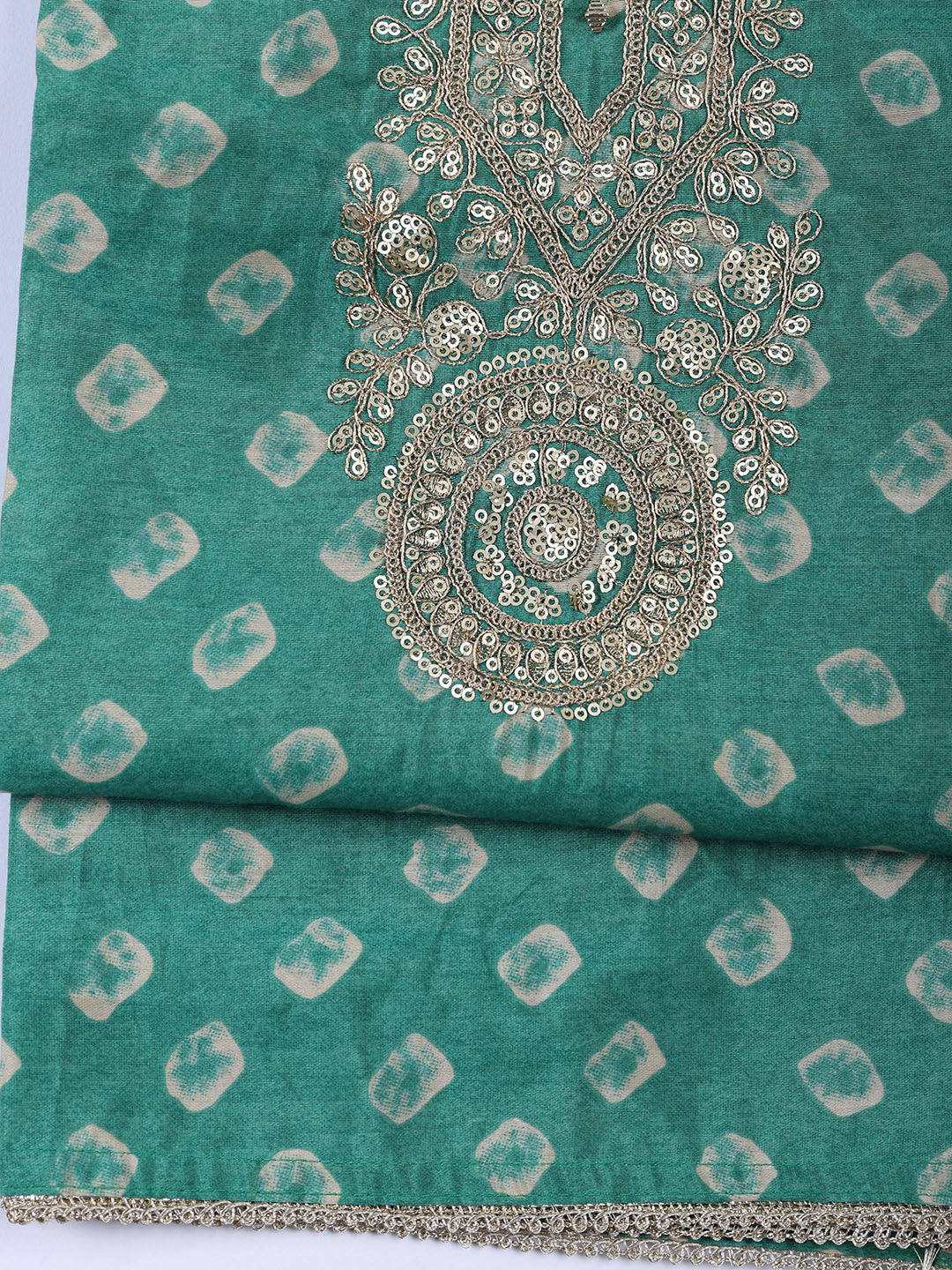 Neck Embroidered Cotton Blend Unstitched Suit With Dupatta