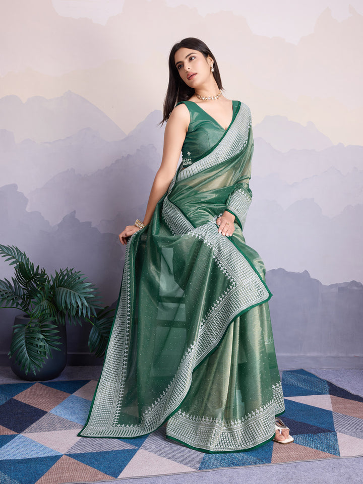 Embroidered Net Saree