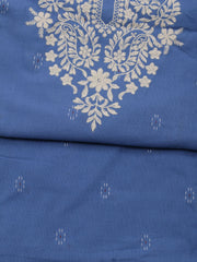 Neck Embroidered Cotton Unstitched Suit Piece With Dupatta