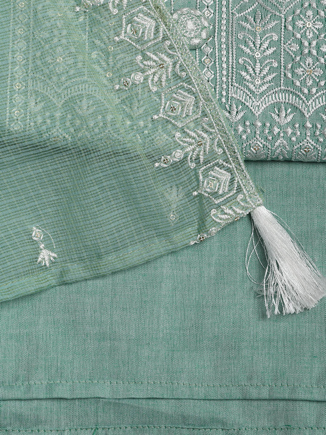Embroidered Cotton Blend Unstitched Suit Piece With Dupatta