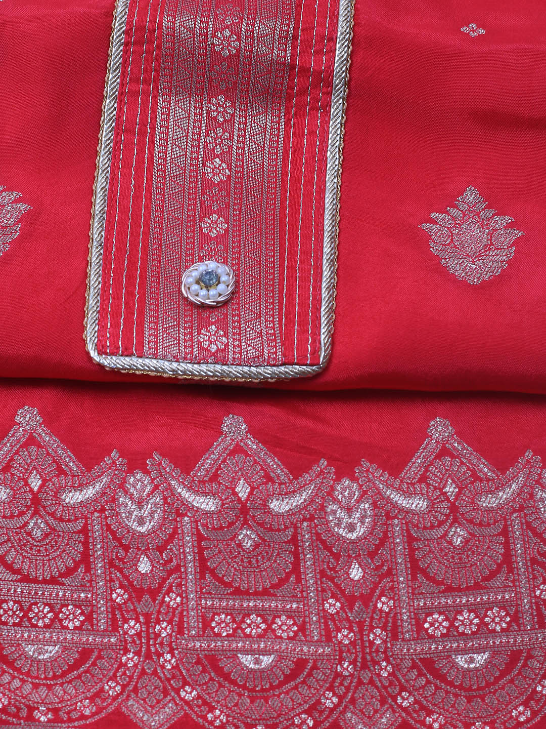 Embroidery Chanderi Unstitched Suit With Dupatta
