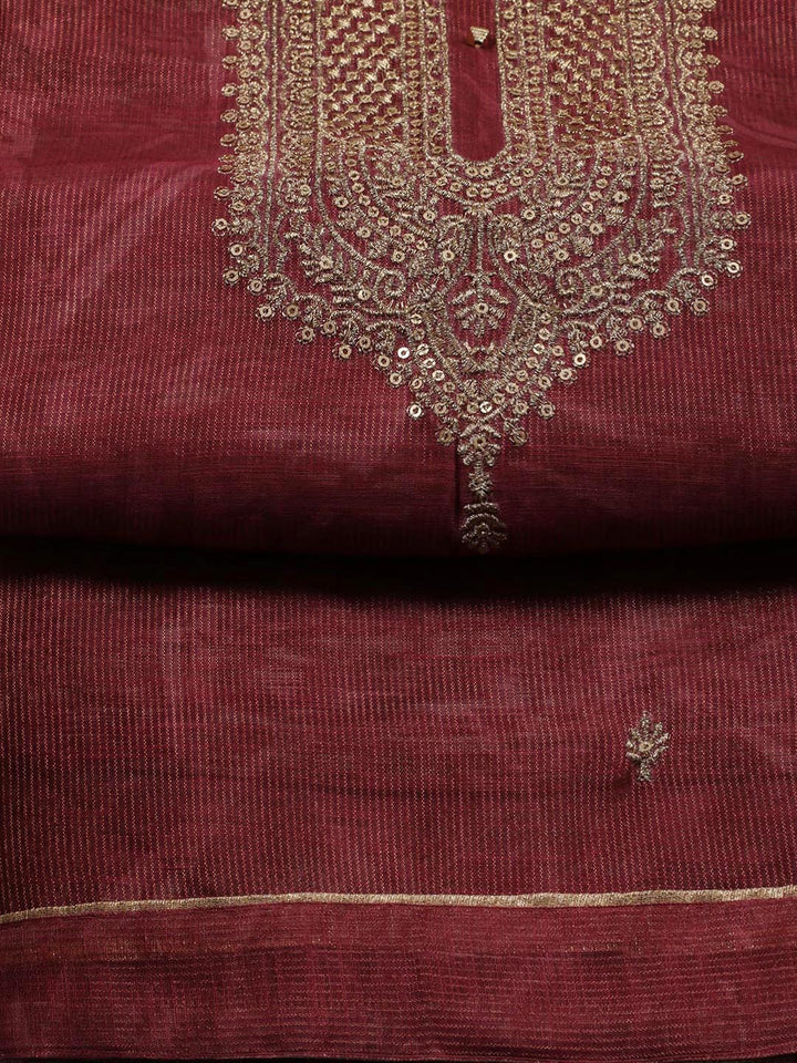 Neck Embroidered Tissue Unstitched Suit With Dupatta