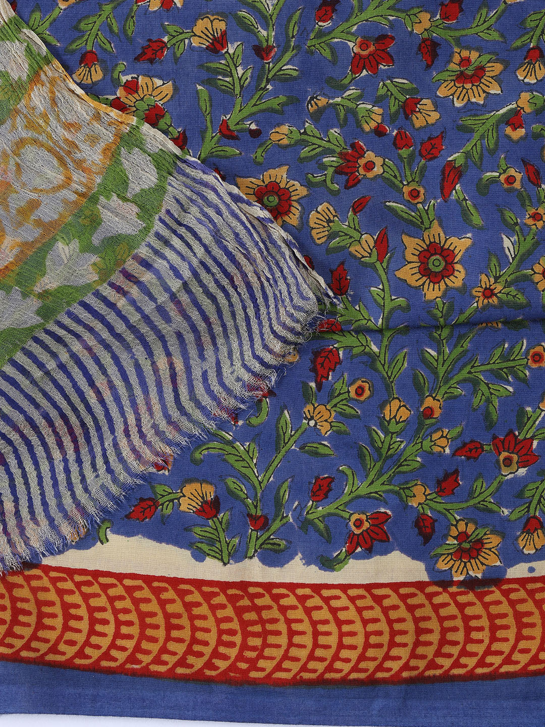 Printed Cotton Blend Unstitched Suit With Dupatta