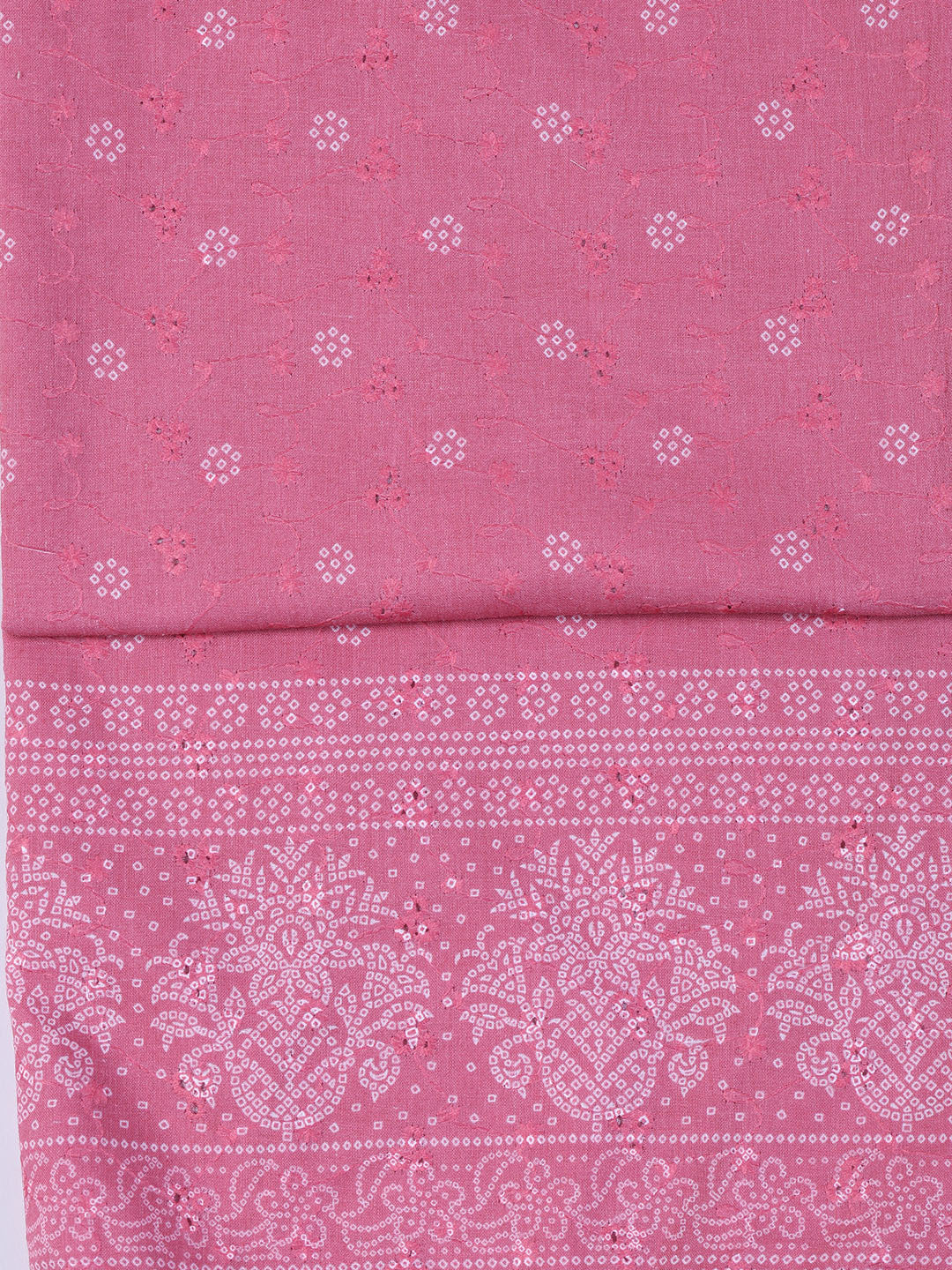 Neck Work Cotton Blend Unstitched Suit With Dupatta