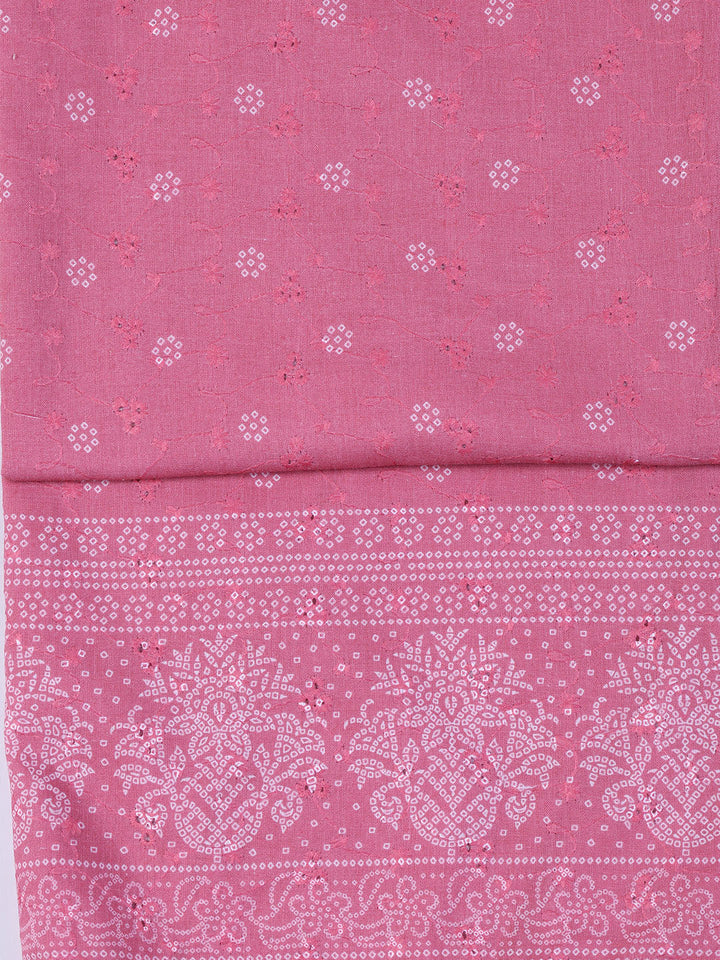 Neck Work Cotton Blend Unstitched Suit With Dupatta