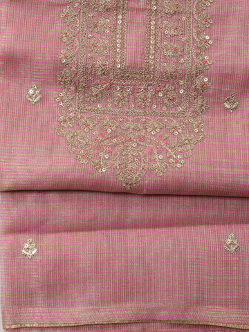 Neck Embroidery Chanderi Unstitched Suit Dupatta