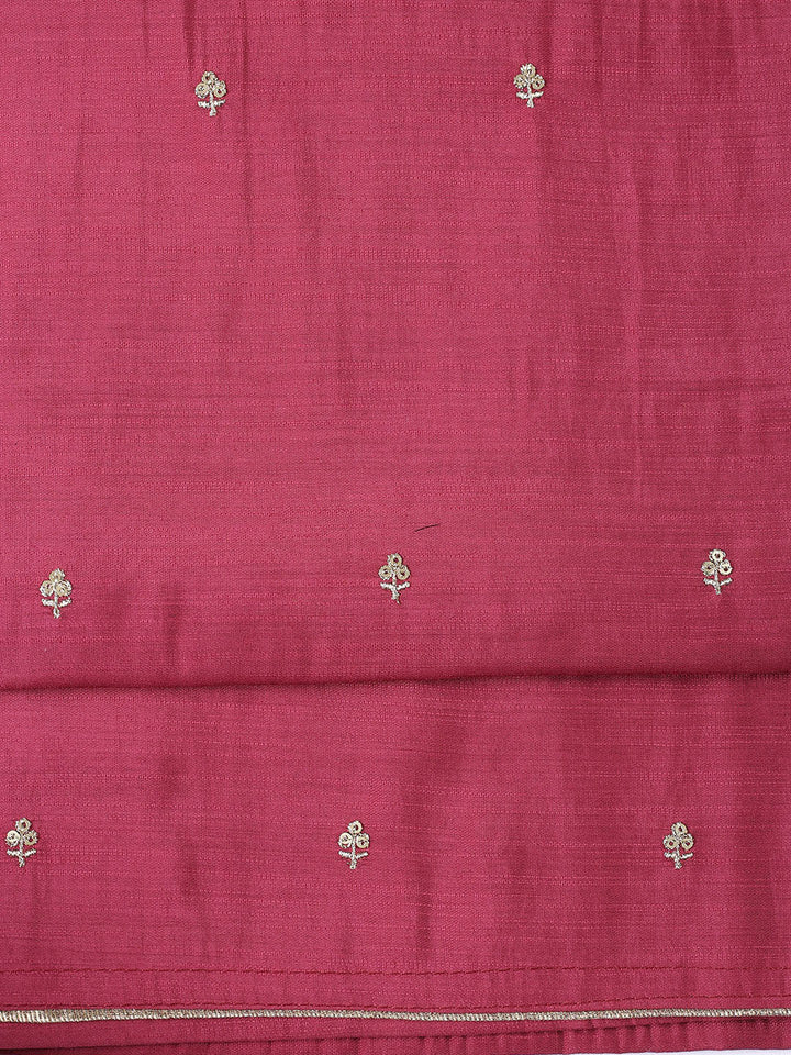 Neck Embroidered Chanderi Unstitched Suit Piece With Dupatta