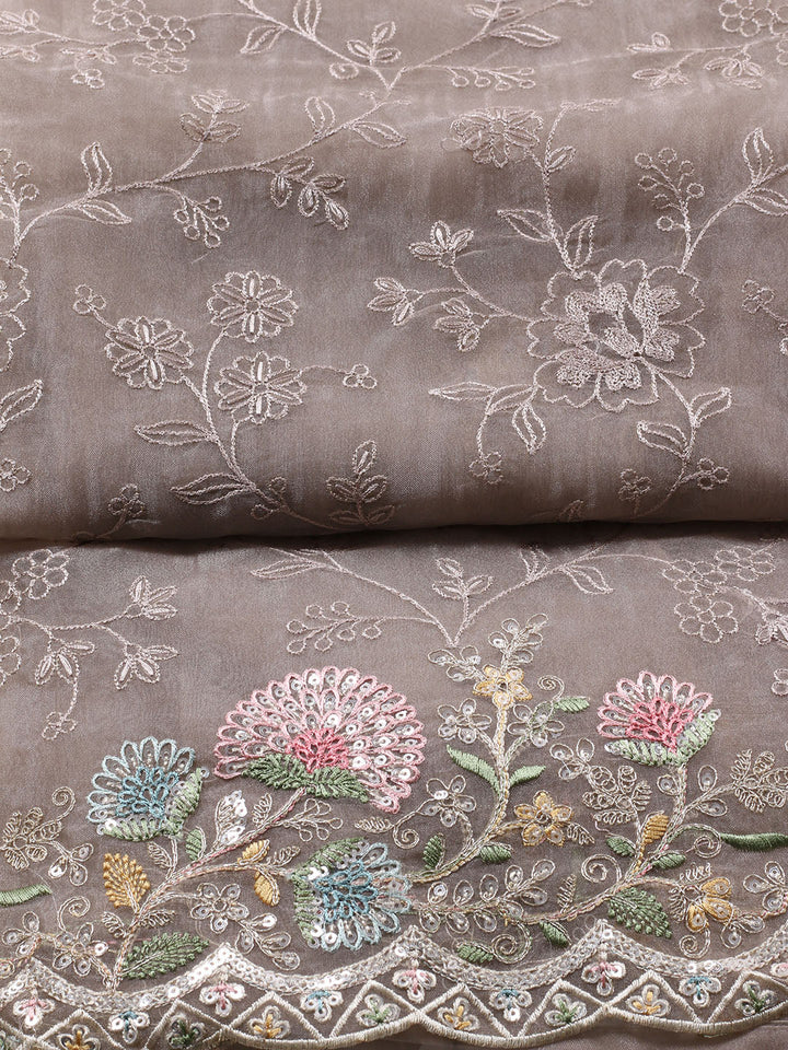 Embroidered Organza Unstitched Suit With Dupatta