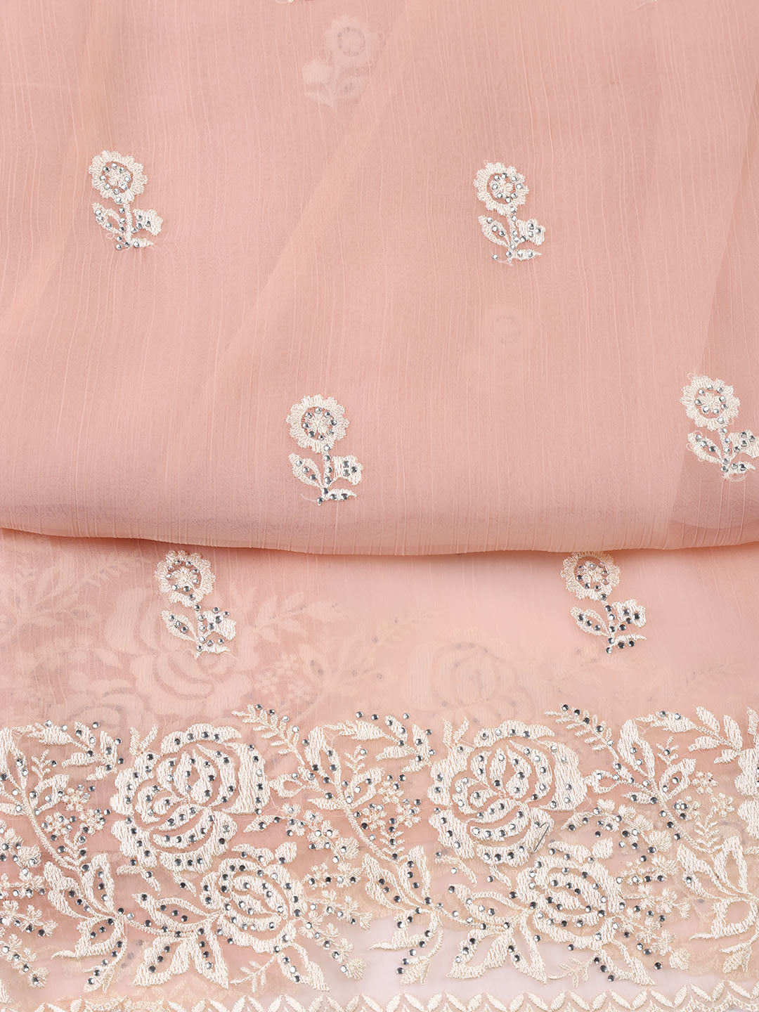 Embroidered Organza Unstitched Suit With Dupatta