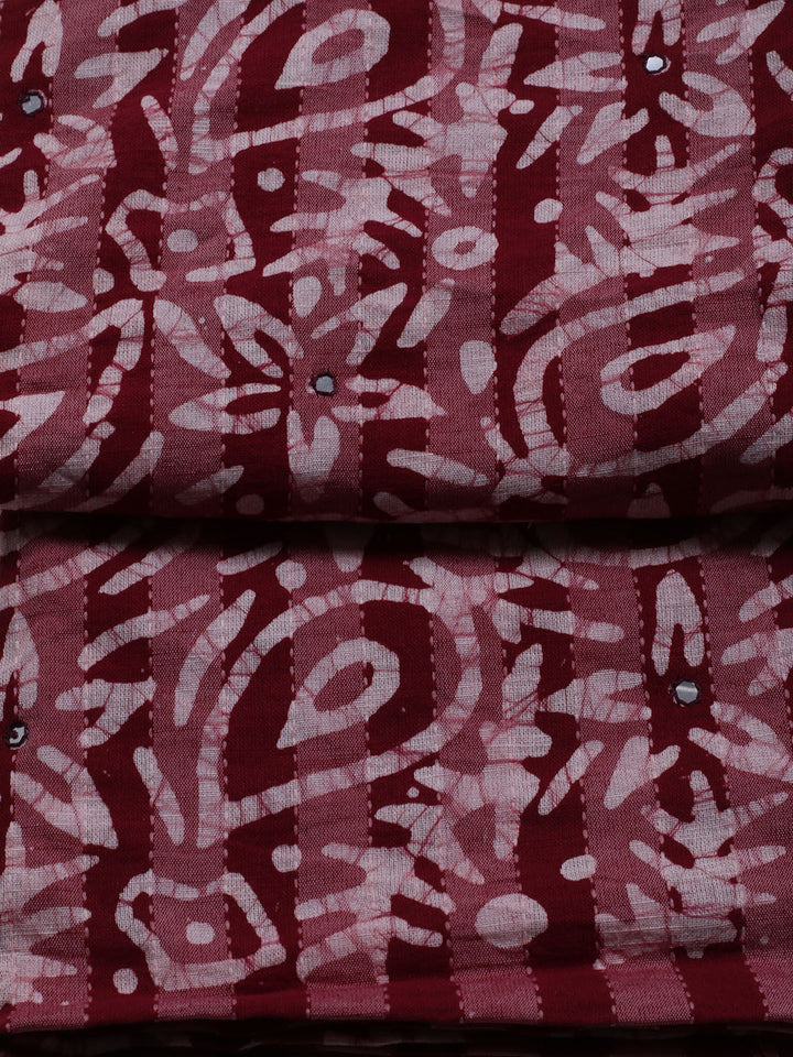 Printed Cotton Blend Unstitched Suit With Dupatta