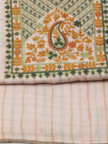 Kantha Print Chanderi Unstitched Suit With Dupatta