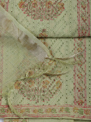 Neck Work Cotton Blend Unstitched Suit With Dupatta
