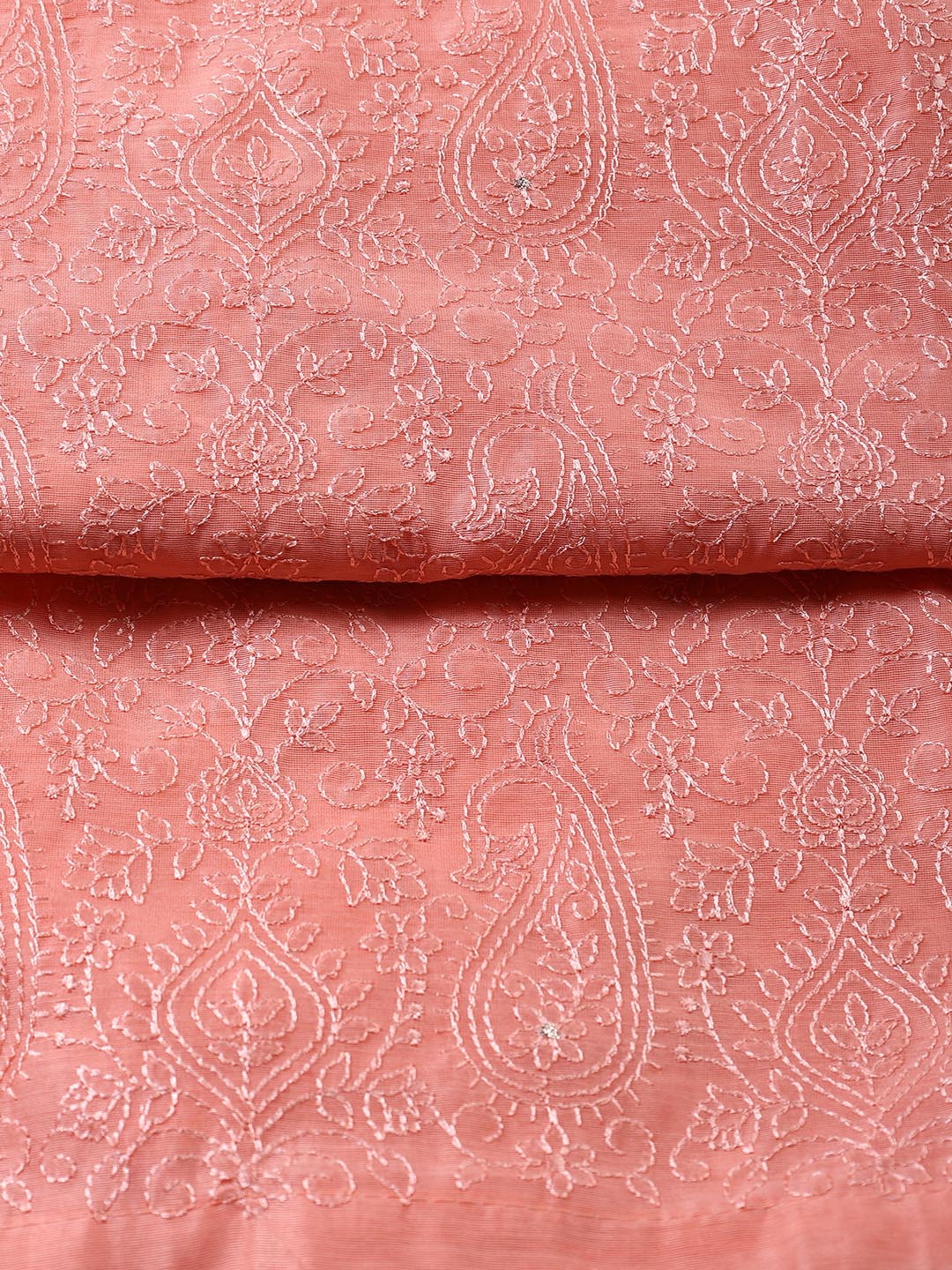 Embroidered Chanderi Unstitched Suit With Dupatta