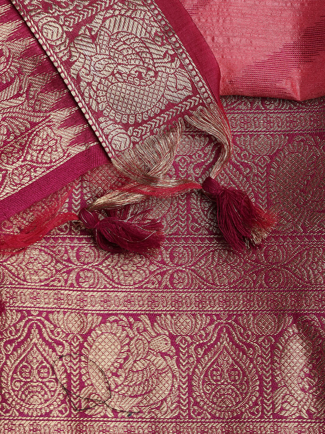 Woven Chanderi Unstitched Suit With Dupatta