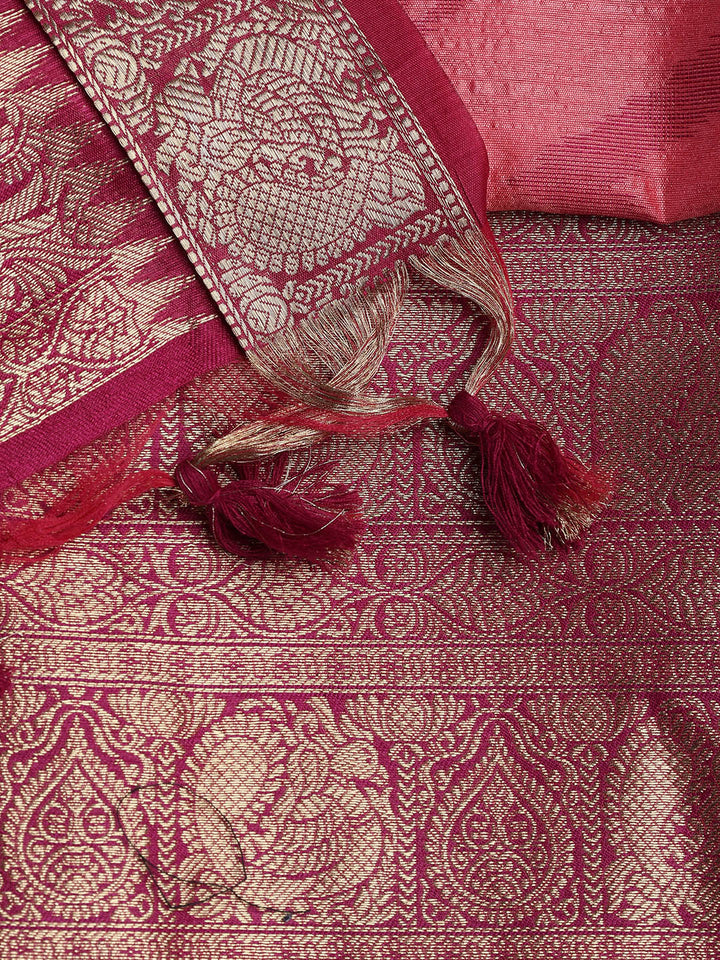 Woven Chanderi Unstitched Suit With Dupatta