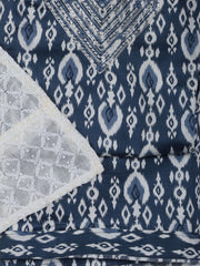 Neck Work Cotton Blend Unstitched Suit With Dupatta