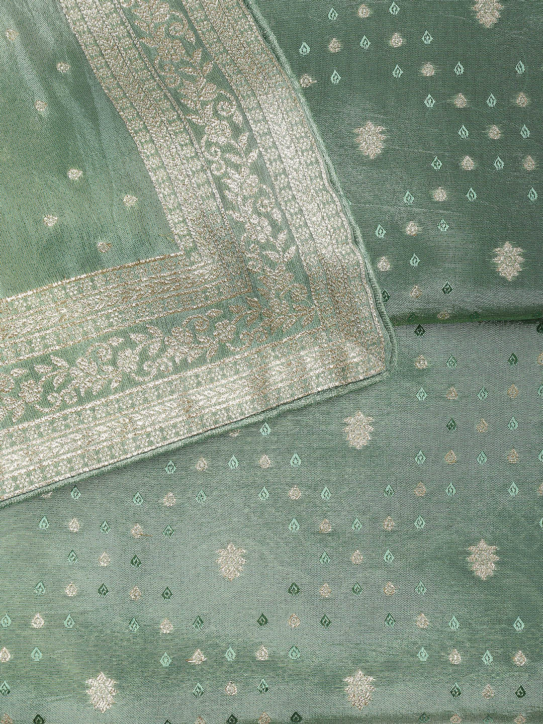 Embroidered Art Silk Unstitched Suit Piece With Dupatta