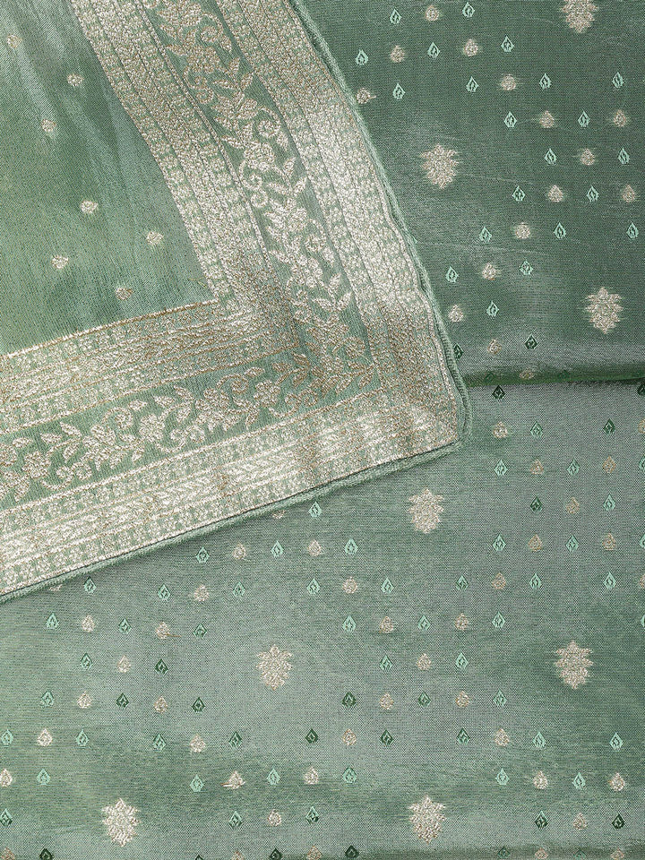 Embroidered Art Silk Unstitched Suit Piece With Dupatta