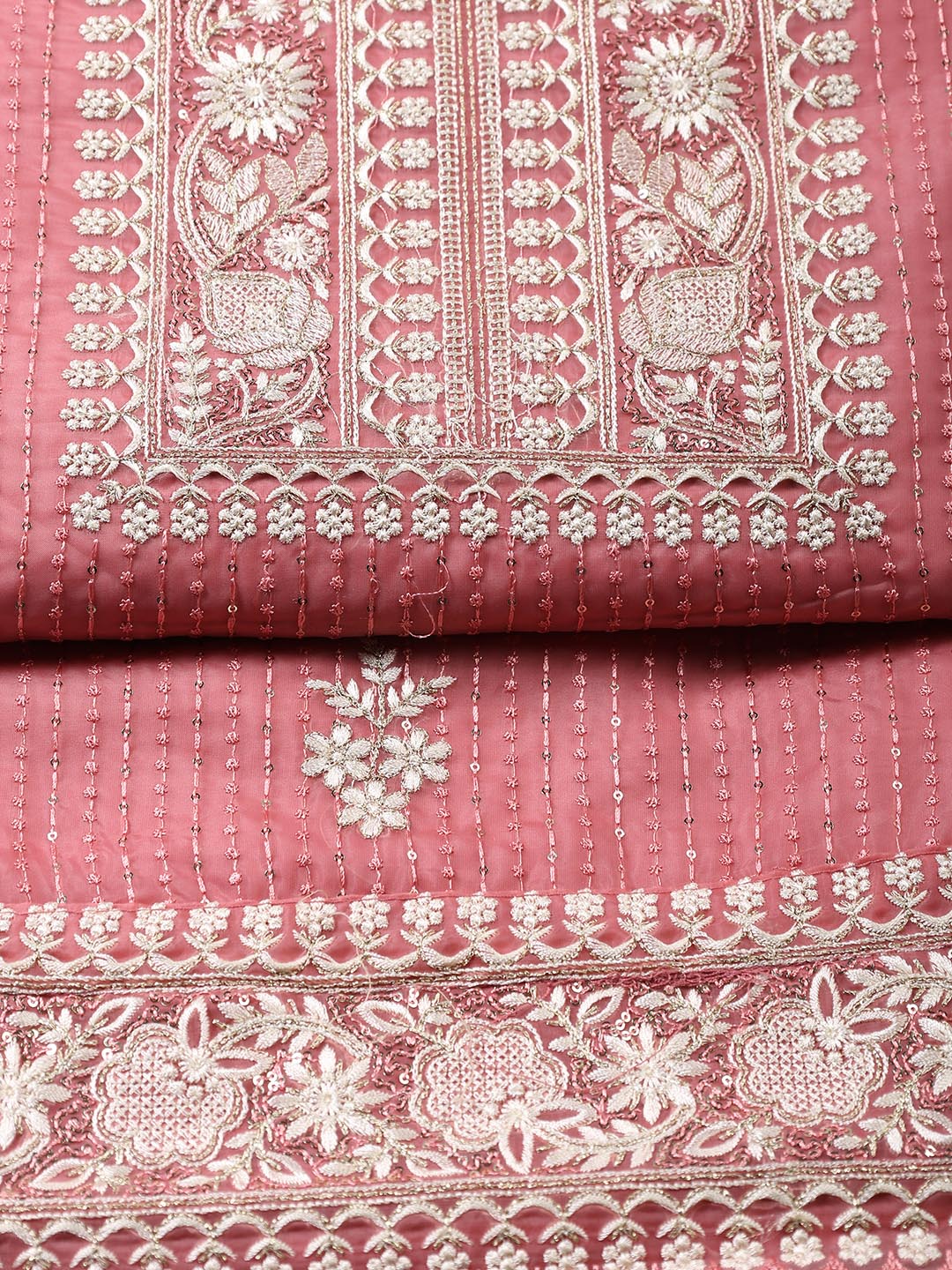 Embroidered Organza Unstitched Suit Piece With Dupatta
