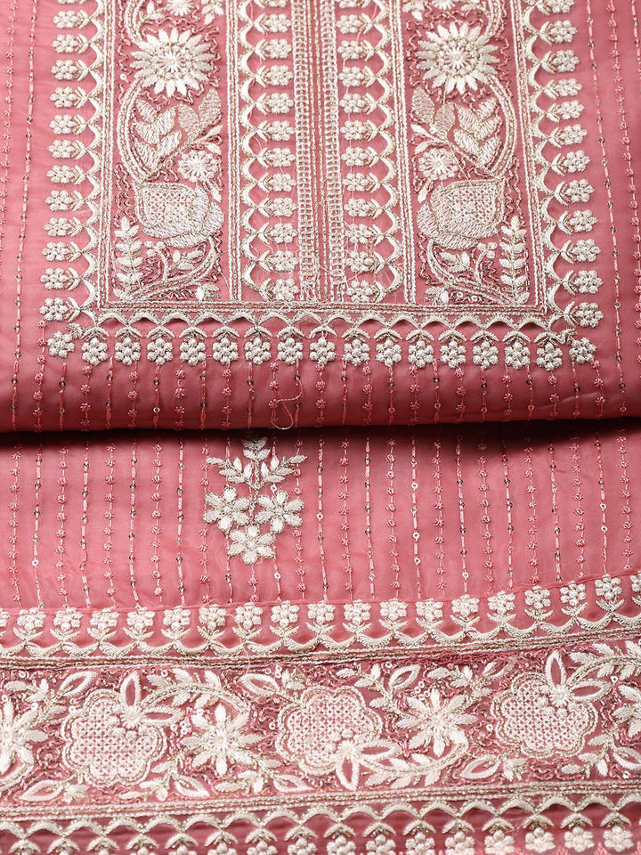 Embroidered Organza Unstitched Suit Piece With Dupatta