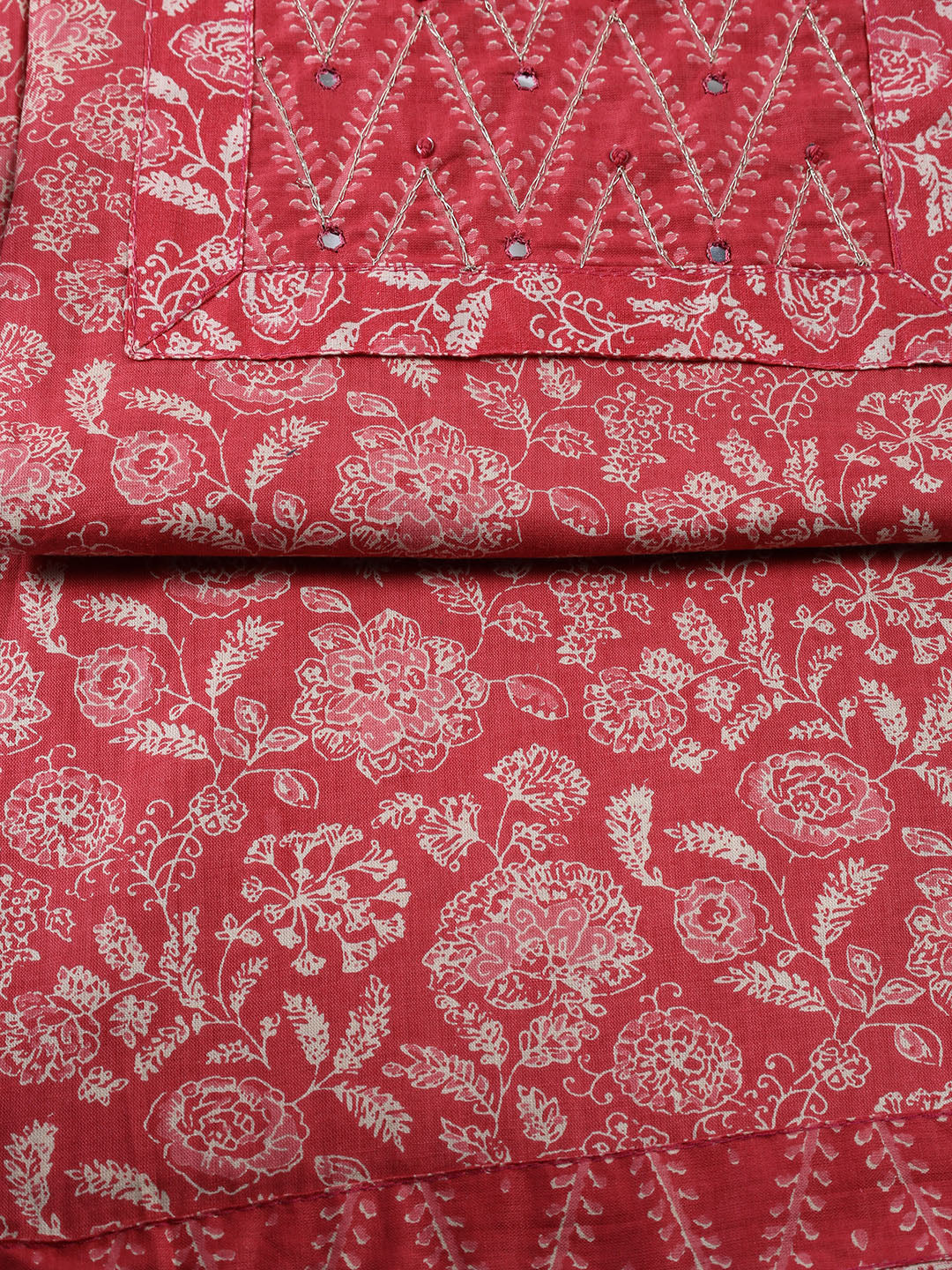 Printed Cotton Blend Unstitched Suit With Dupatta