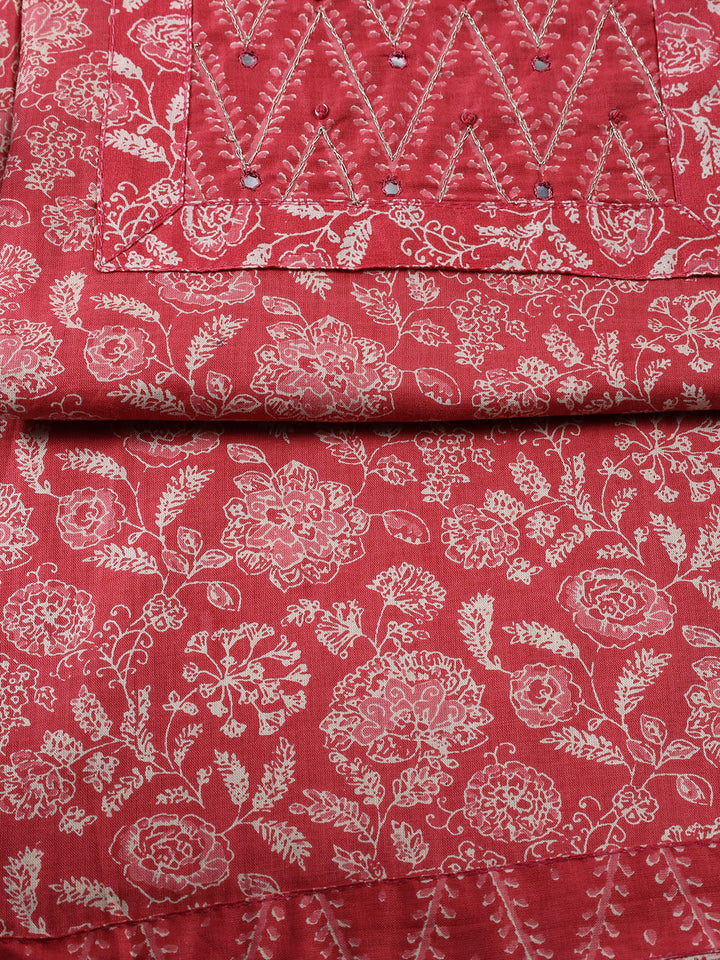 Printed Cotton Blend Unstitched Suit With Dupatta