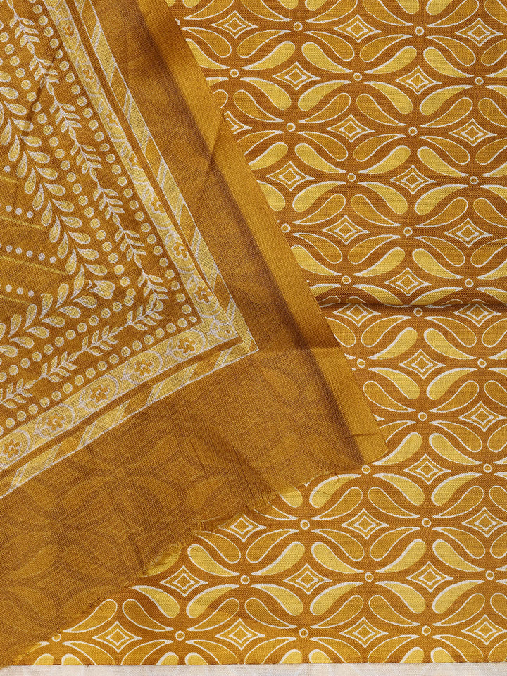 Printed Cotton Blend Unstitched Suit With Dupatta