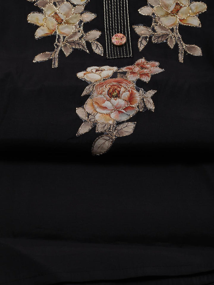 Neck Embroidered Cotton Blend Unstitched Suit Piece With Dupatta