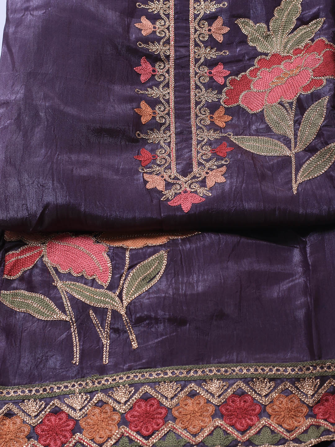 Neck Embroidery Tissue Unstitched Suit With Dupatta