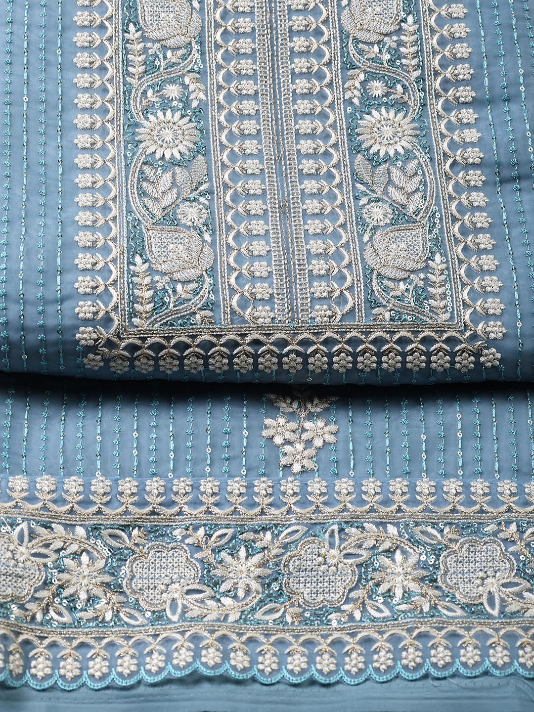 Embroidered Organza Unstitched Suit Piece With Dupatta