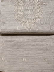 Neck Embroidered Chanderi Unstitched Suit Piece With Dupatta