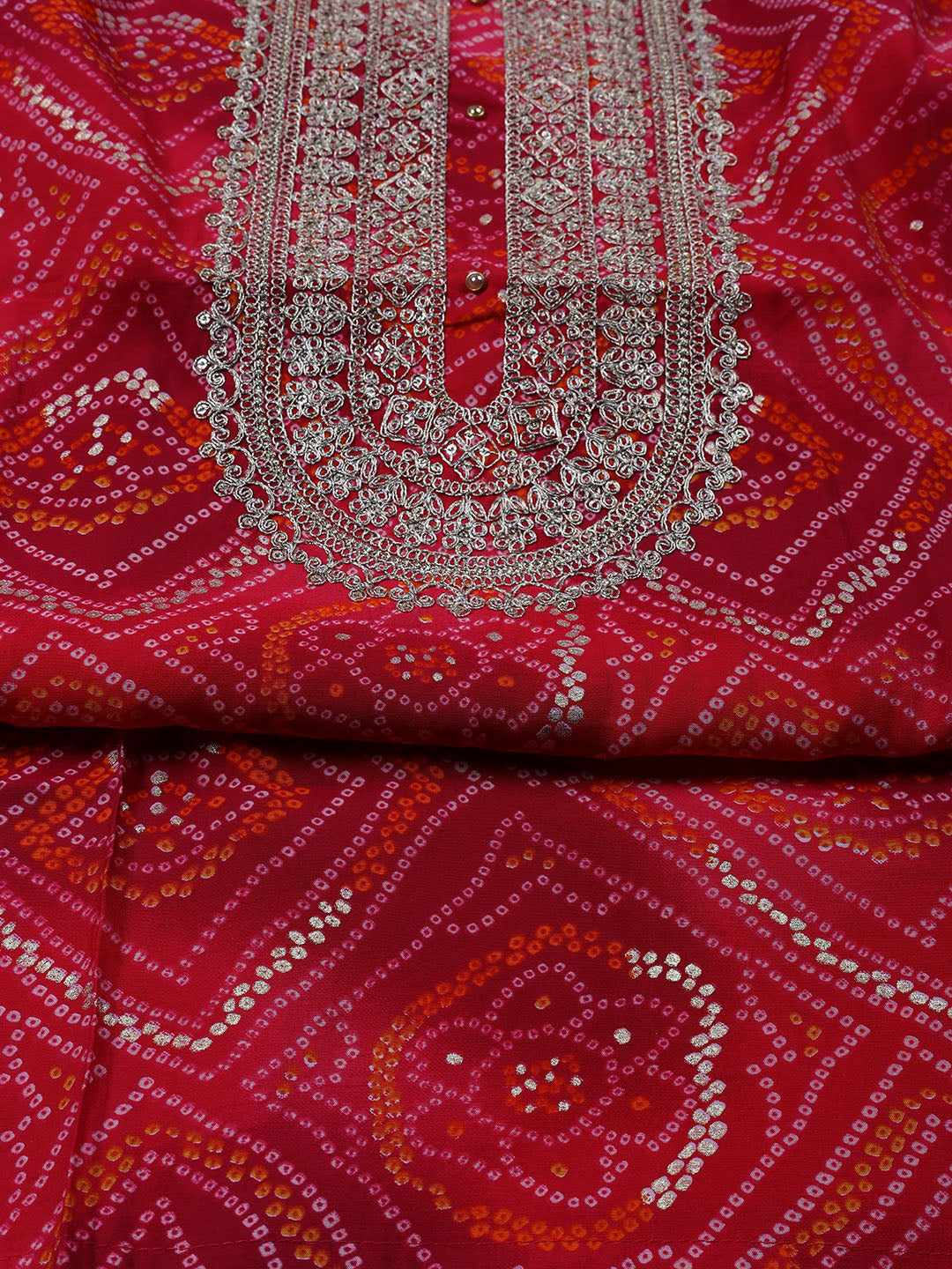 Neck Embroidered Cotton Blend Unstitched Suit With Dupatta