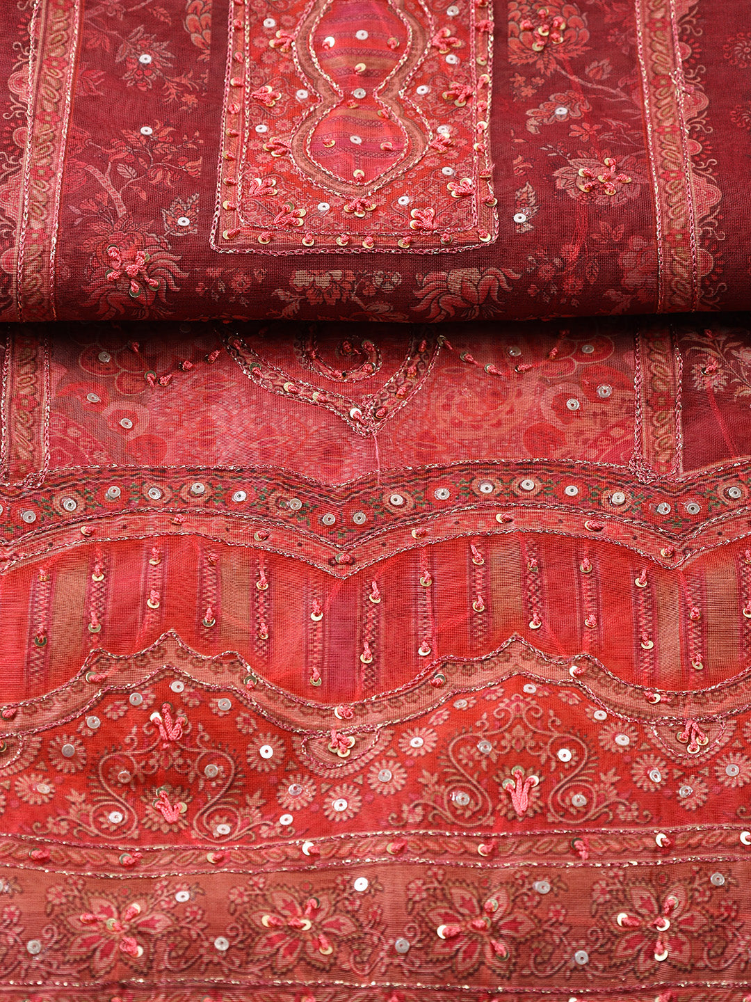 Embroidered Chanderi Unstitched Suit With Dupatta