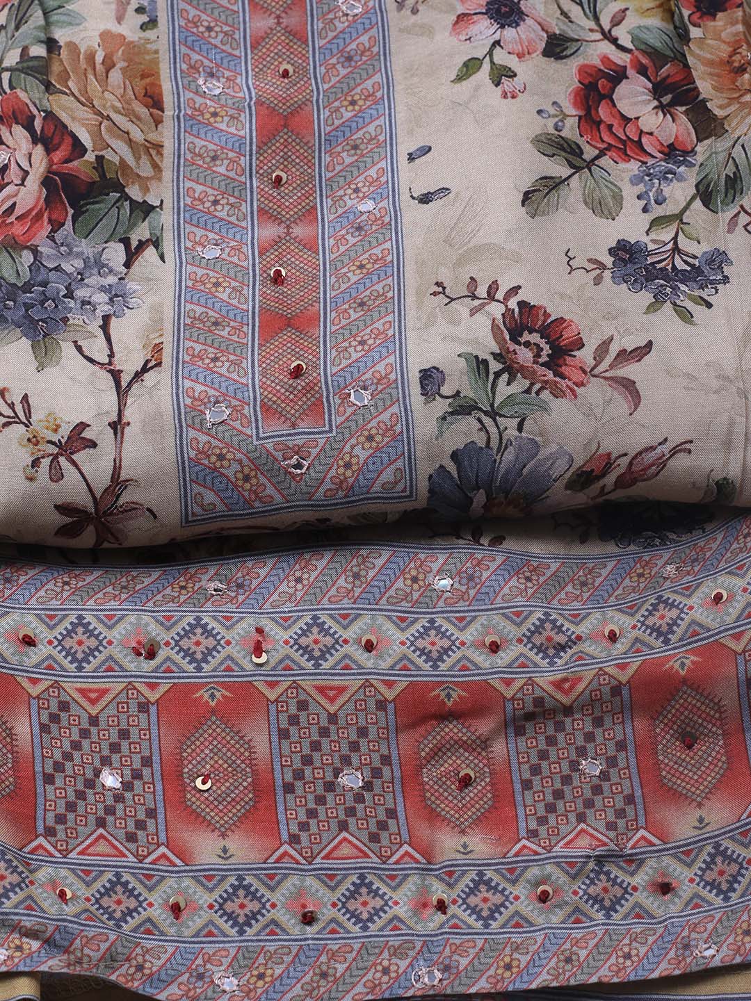 Printed Muslin Unstitched Suit With Dupatta