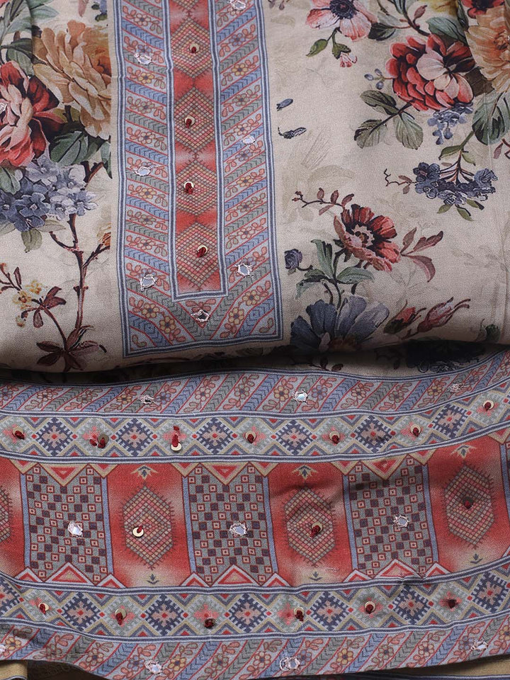 Printed Muslin Unstitched Suit With Dupatta