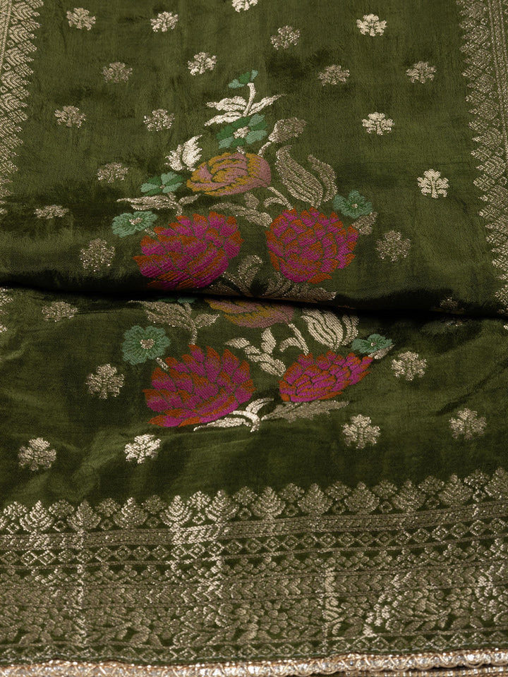 Woven Chanderi Unstitched Suit Piece With Dupatta
