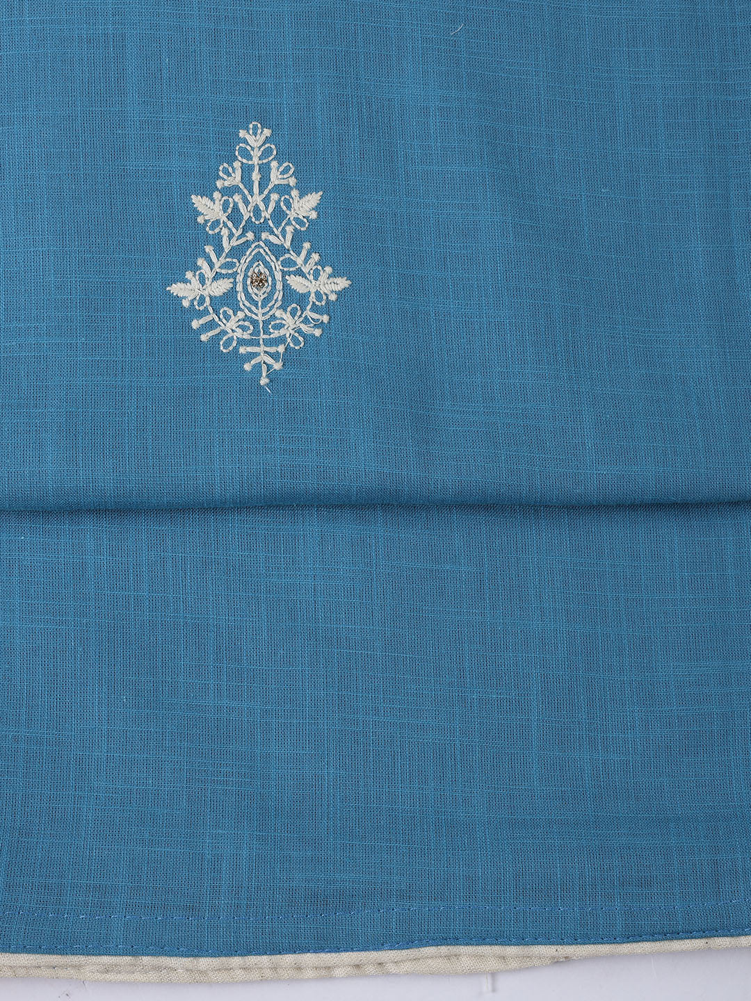Neck Embroidered Cotton Blend Unstitched Suit Piece With Dupatta