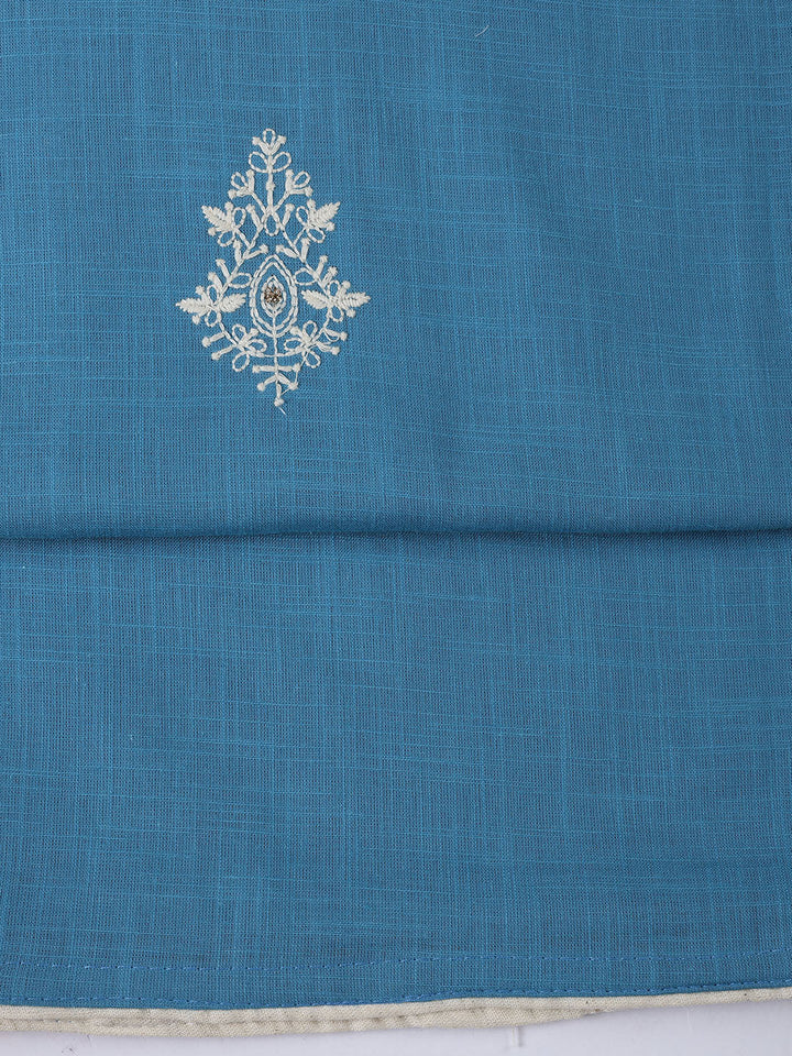 Neck Embroidered Cotton Blend Unstitched Suit Piece With Dupatta