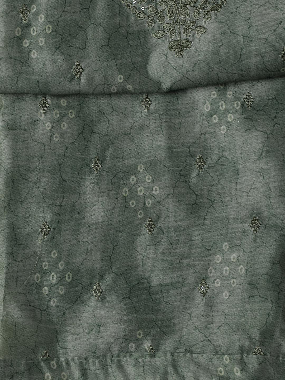 Embroidered Chanderi Unstitched Suit Piece With Dupatta