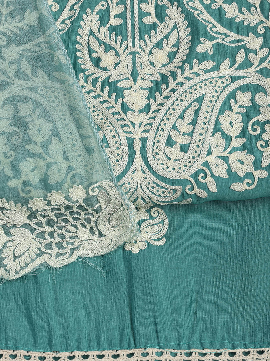Cotton Blend Unstitched Suit Piece With Dupatta